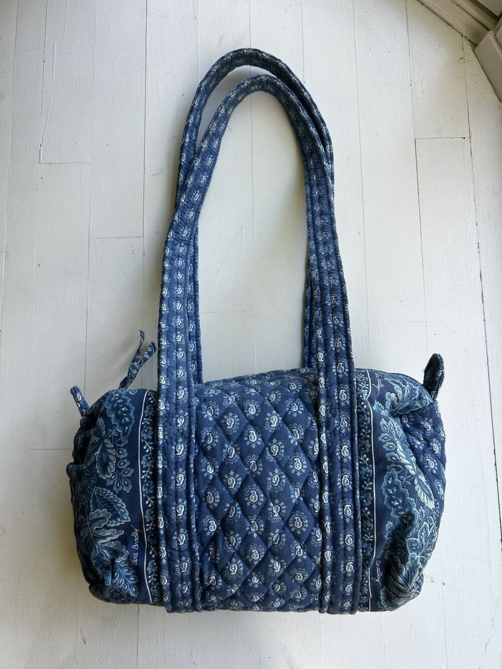 Vintage Vera Bradley Quilted Blue Paisley Patterned 100 Bag Duffle Purse